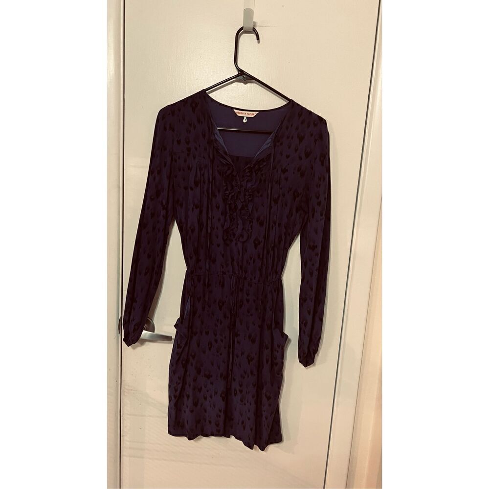 Rebecca Taylor Blue 100% Silk Blue Leopard Print Dress Size 4